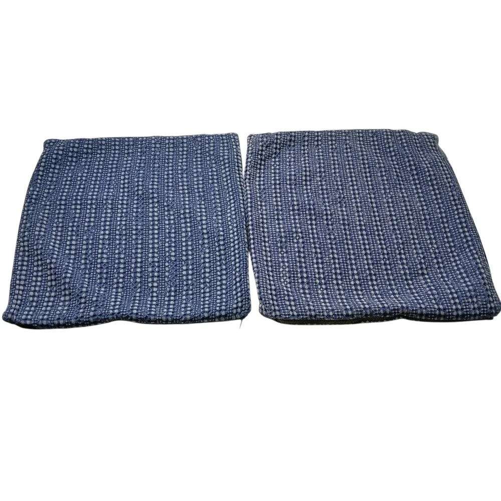 Pottery Barn Honeycomb Sham Lot of 2 Midnight Navy Blue Textured Cotton 17
